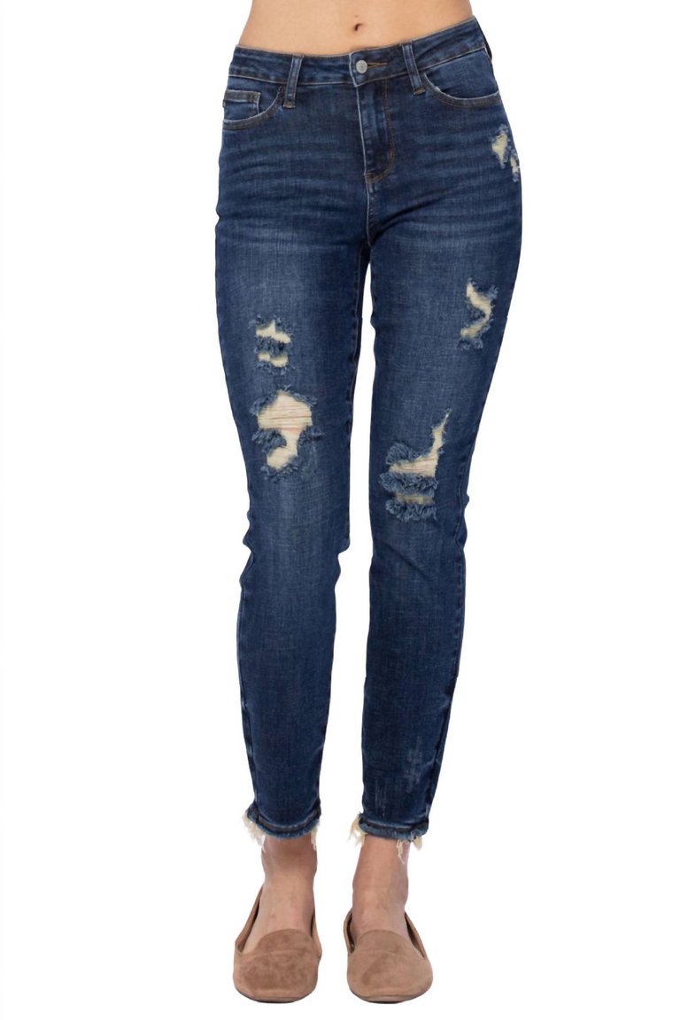 Destroyed Relaxed Fit Jean - Dark Wash