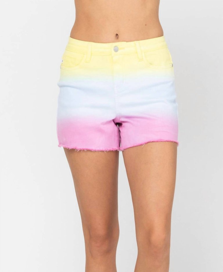 Dip Dye Denim Shorts In Multi Color