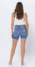 Distressed Bermuda Denim Shorts In Medium Wash