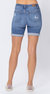 Distressed Bermuda Denim Shorts In Medium Wash