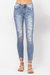 Distressed Denim Skinny Jeans In Washed Blue - Washed Blue