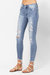 Distressed Denim Skinny Jeans In Washed Blue