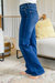 Front Seam Wide Leg Trouser Jeans In Dark Wash