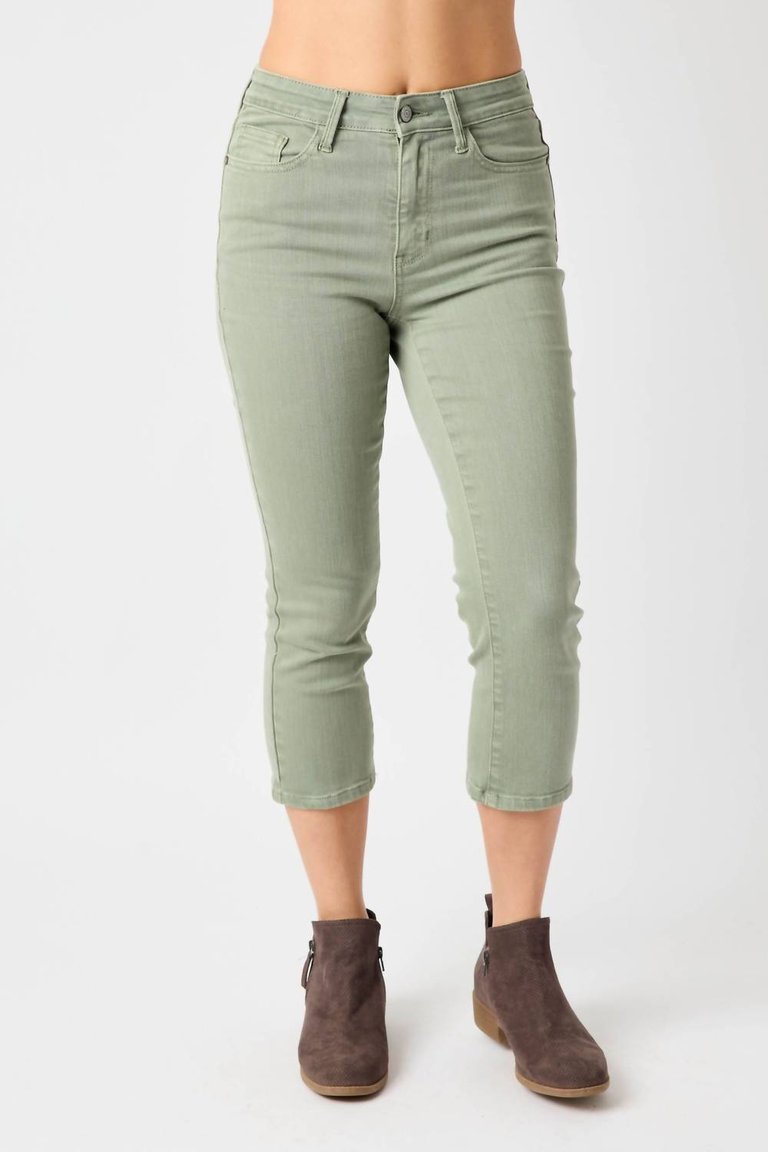 Garment Dyed Capri Pants In Sage