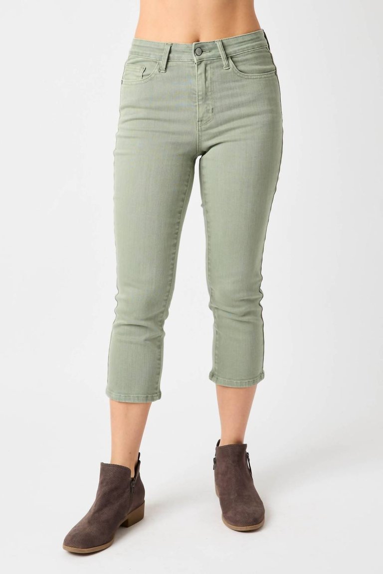 Garment Dyed Capri Pants In Sage - Sage