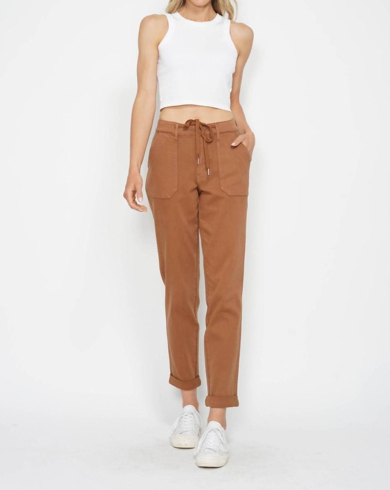 Garment Dyed Cuffed Jogger Pants In Camel - Camel