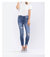 Hi Rise Destroyed Hem Skinny Jeans - Blue