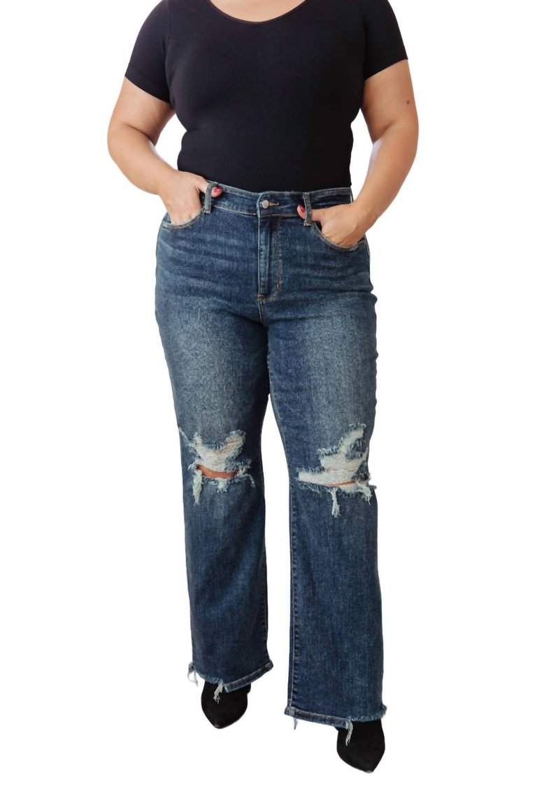 High Rise 90's Straight Jeans In Dark Wash - Dark Wash