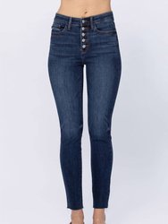 High Rise Button Fly Jeans - Dark Wash