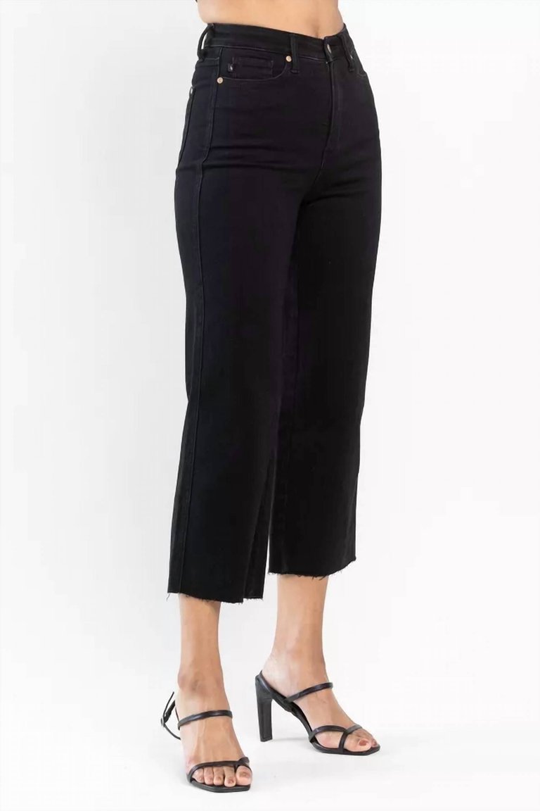 High Rise Control Top Wide Leg Crop Jeans In Black