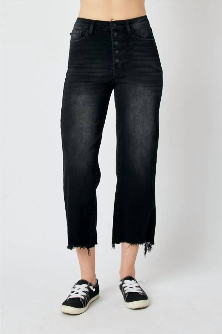 High Rise Cropped Wide Leg Jean - Plus In Black - Black