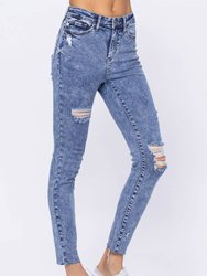 High Rise Destroyed Skinny Jean