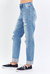 High Rise Patch Pocket Destroyed Boyfriend Jean In Medium Wash