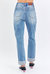 High Rise Patch Pocket Destroyed Boyfriend Jean In Medium Wash