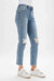 High Rise Rhinestone Embellished Jeans