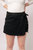 High Rise Side Tie Denim Skort In Black