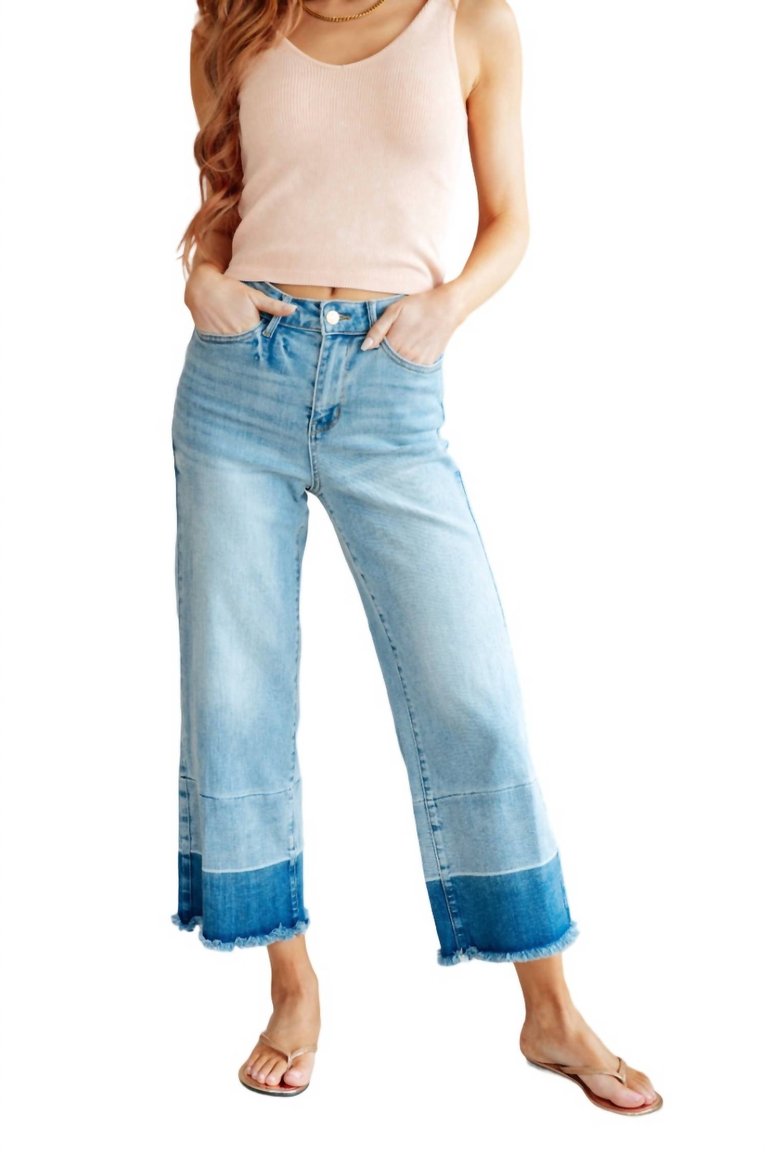 High Rise Wide Leg Crop Jeans In Medium Wash - Medium Wash