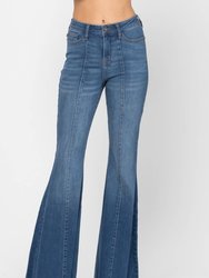 High Waist Big Flare - Med Blue