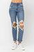 High Waist Destroyed Boyfriend Jean - Blue