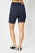 High Waist Garment Bermuda Shorts In Blue