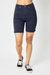 High Waist Garment Bermuda Shorts In Blue - Blue