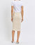 High Waist Garment Dyed Criss-Cross Front Slit Long Skirt In Bone