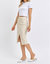 High Waist Garment Dyed Criss-Cross Front Slit Long Skirt In Bone