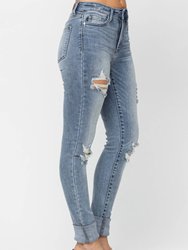 High Waist Heavily Destroyed Tall Skinny Jean