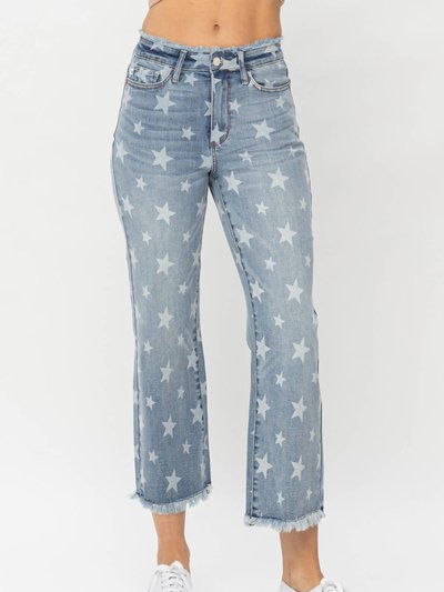 Judy Blue High Waist Star Print Cropped Straight Jeans product