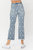 High Waist Star Print Cropped Straight Jeans