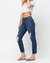 High Waist Zigzag Button Fly Boyfriend Jeans In Blue