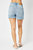 Mid Rise Cuff Off Shorts In Blue