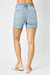 Mid Rise Cuff Off Shorts In Blue