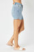 Mid Rise Cuff Off Shorts In Blue