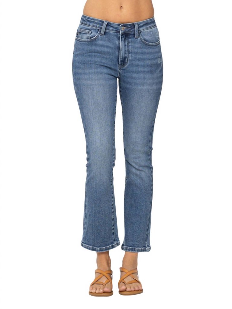 Mid Rise Demi Crop Bootcut Jean In Light Denim