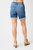 Mid Rise Destroy Frey Hem Shorts In Blue