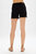 Mid Rise Fray Tulip Hem Denim Short In Black