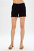 Mid Rise Fray Tulip Hem Denim Short In Black