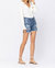 Mid Rise Patch Cut Off Shorts In Blue