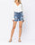 Mid Rise Patch Cut Off Shorts In Blue - Blue