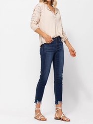 Mid Rise Relaxed Fit Shark Bite Jeans - Dark Wash