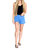 Mid Rise Shield Pocket Cutoff Shorts In Sky Blue - Sky Blue