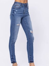 Multi Embroidery Pocket High Waist Skinny Jean