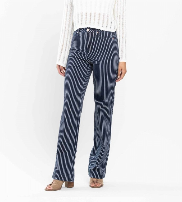 Pin Stripe Denim Jeans In Blue