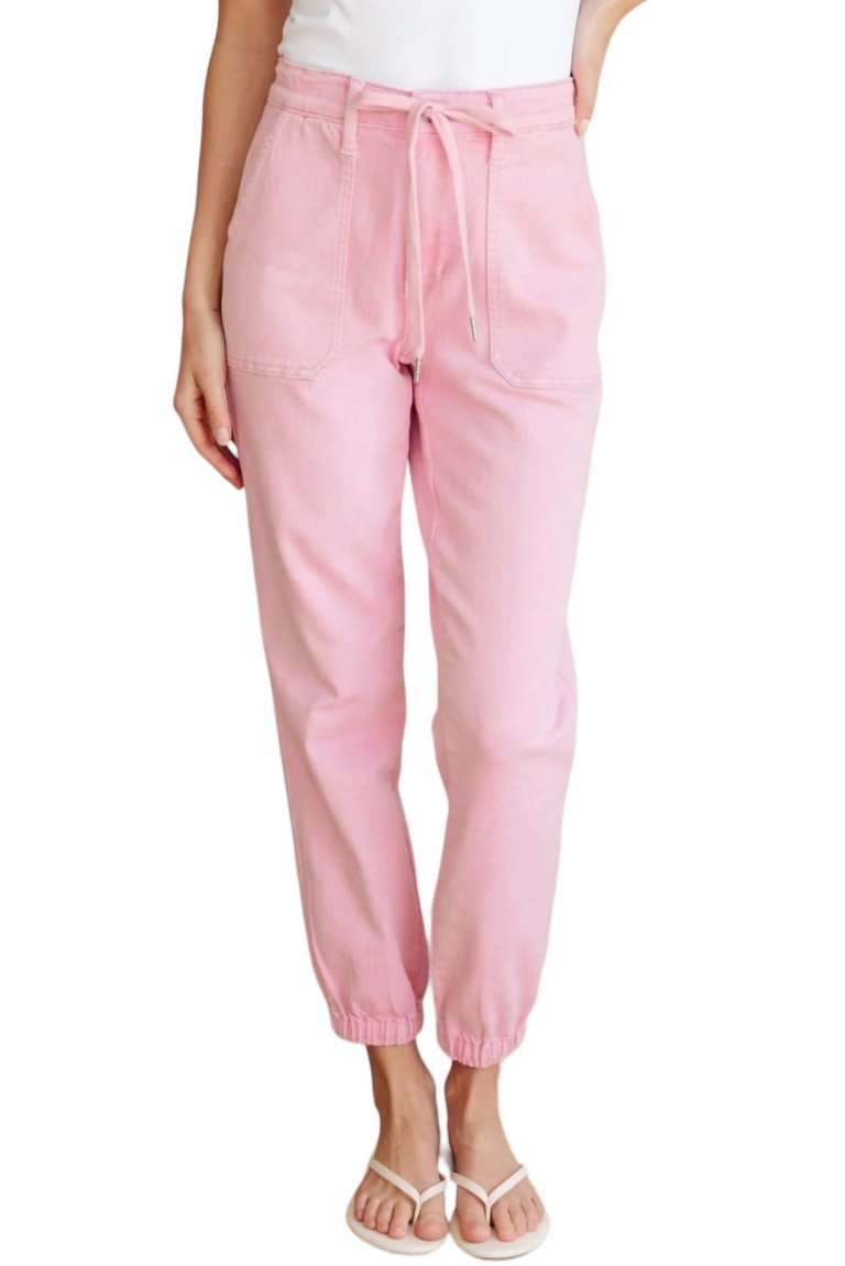 Regina Denim Jogger In Pink - Pink