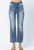 Release Hem High Waist Ankle Straight Jean In Medium Wash - Medium Wash