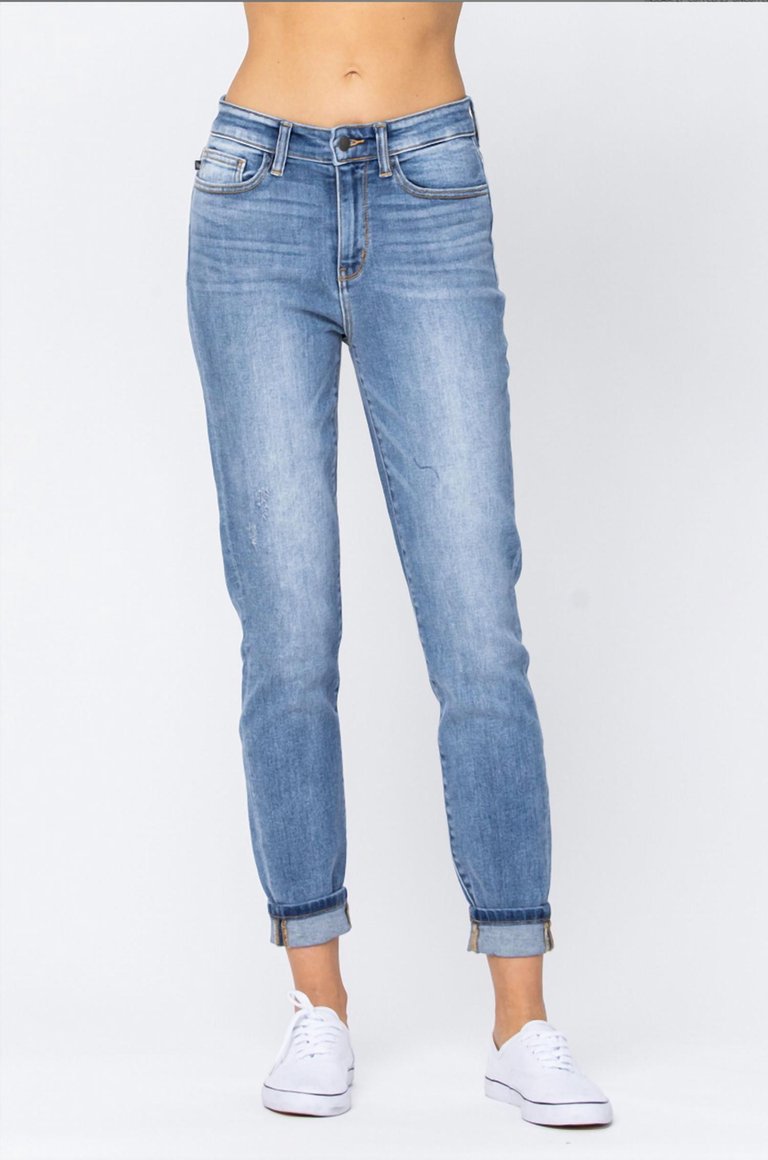Slim Fit High Rise Non-Distressed Jeans - Blue