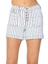 Stripe Patch Pocket High Waist Shorts - Multi