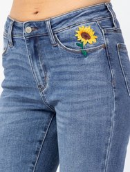Sunflower Embroidered Relaxed Fit Jean