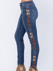Western Print Mid-Rise Relaxed Fit Jean